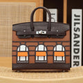 HERMES BIRKIN FAUBOURG TOUCH 20 IN CHOCOLATE MIX BRONZE BROWN CALFSKIN WITH SILVER HARDWARE