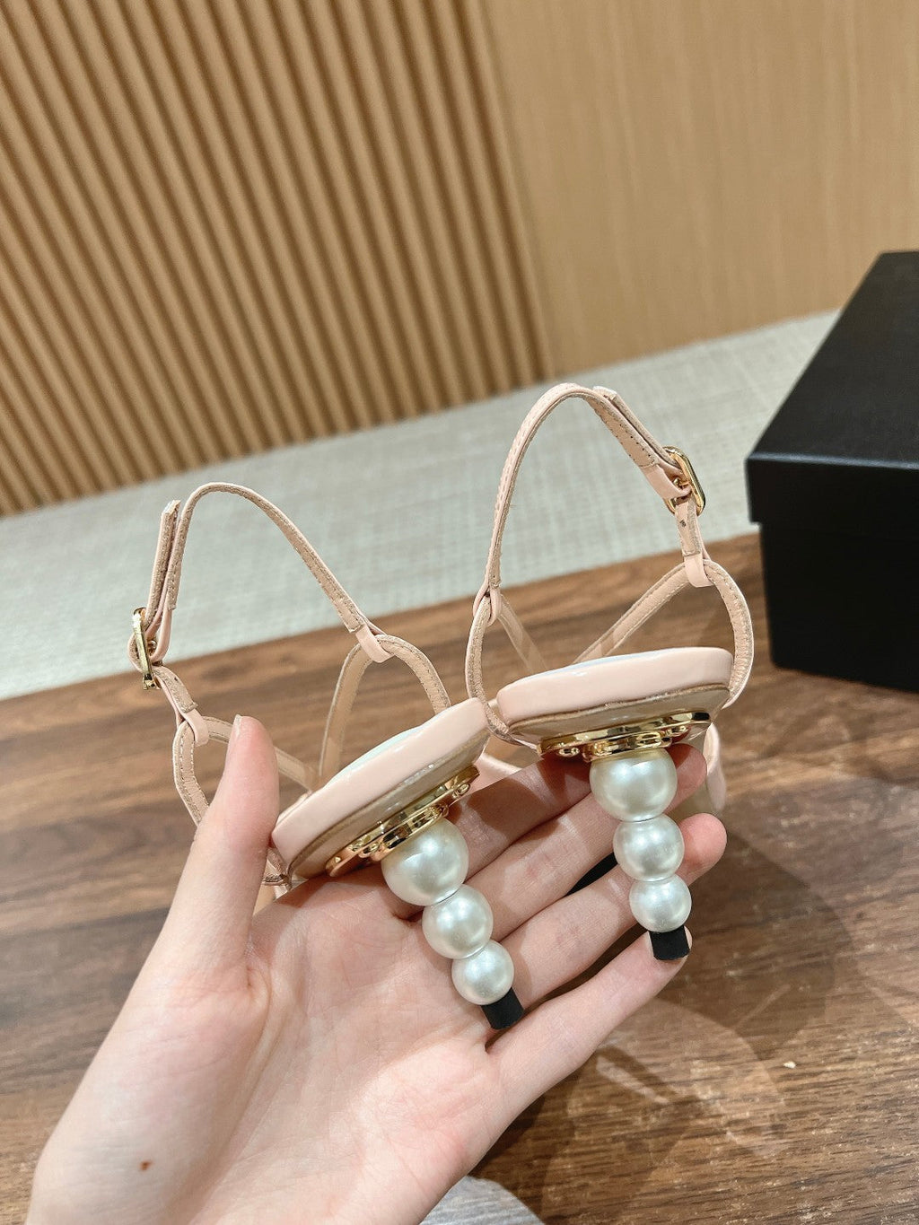CHANEL high heel 70 sandals pink white patent calfskin