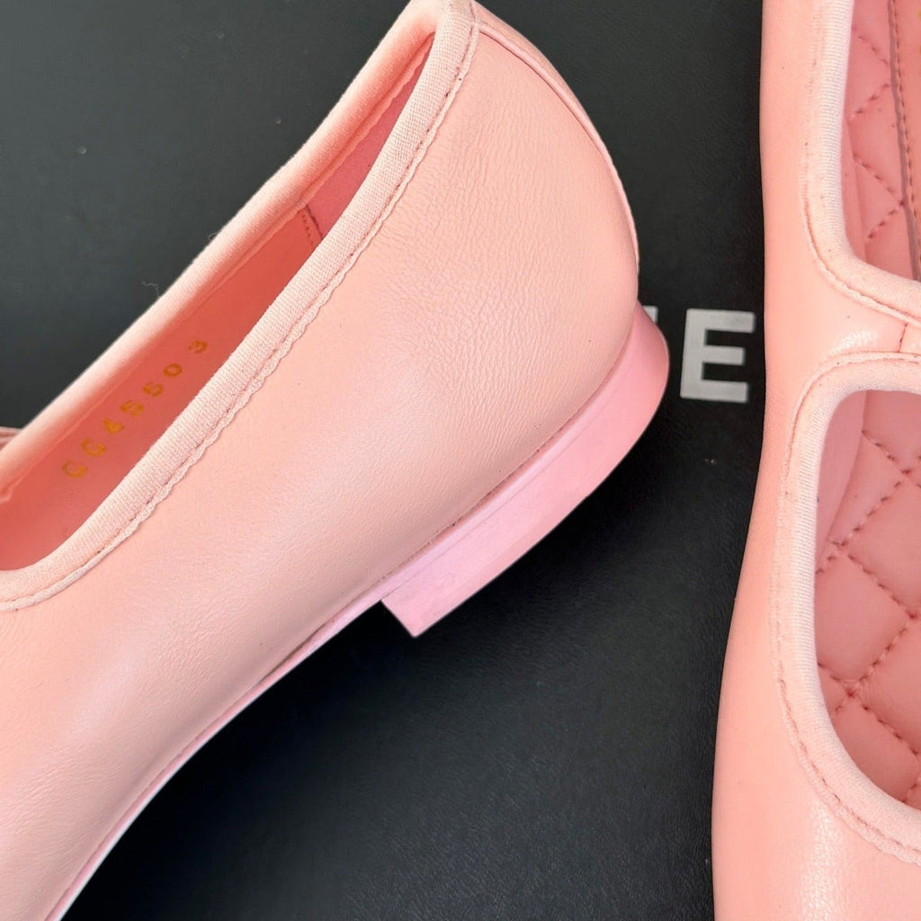 CHANEL Double C Light Pink Lambskin Mary Jane Shoes
