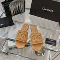 CHANEL SLIPPERS CARAMEL BROWN SHEEPSKIN