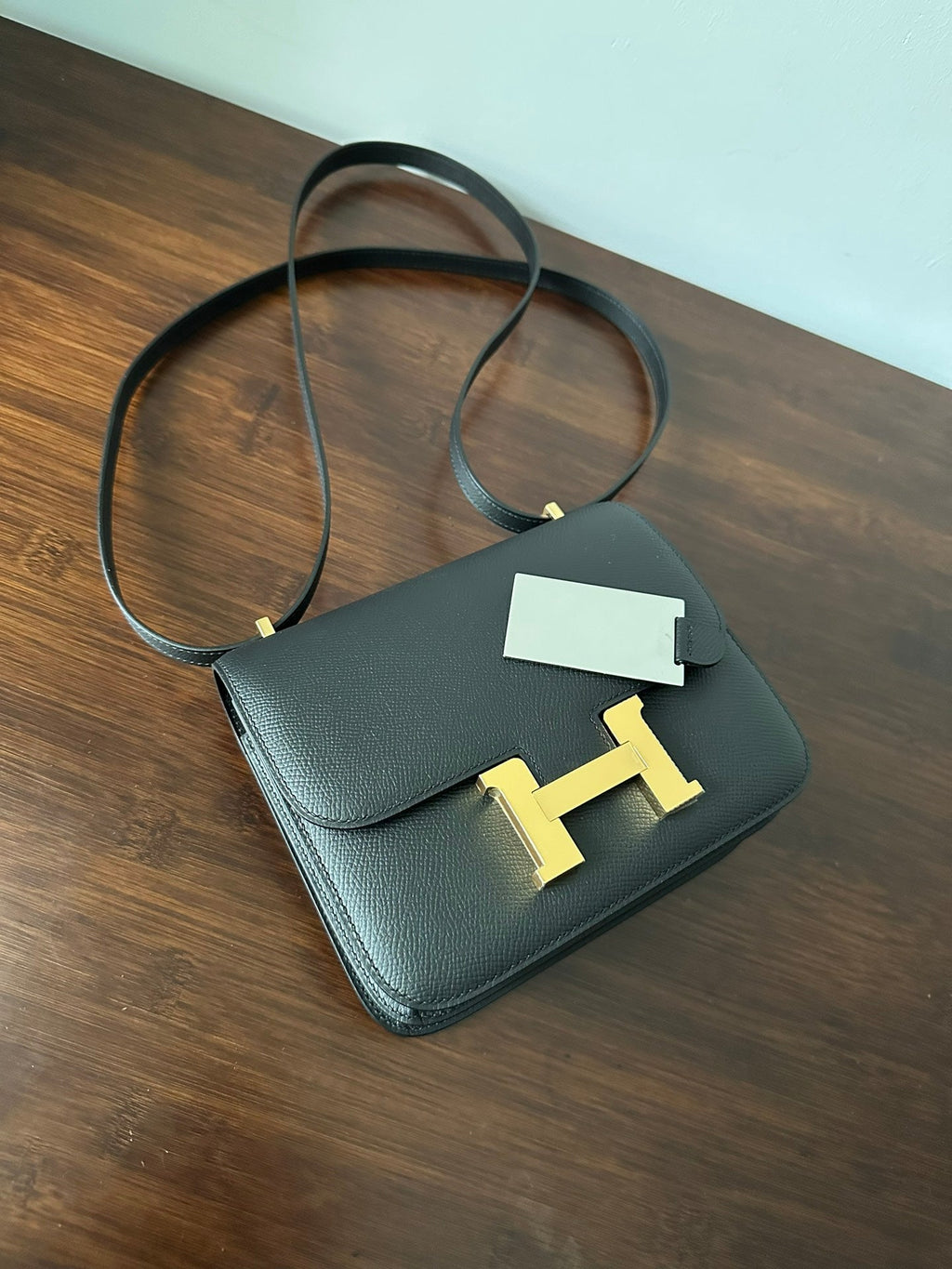HERMES CONSTANCE 18 BLACK EPSOM GOLD HARDWARE WITH MIRROR