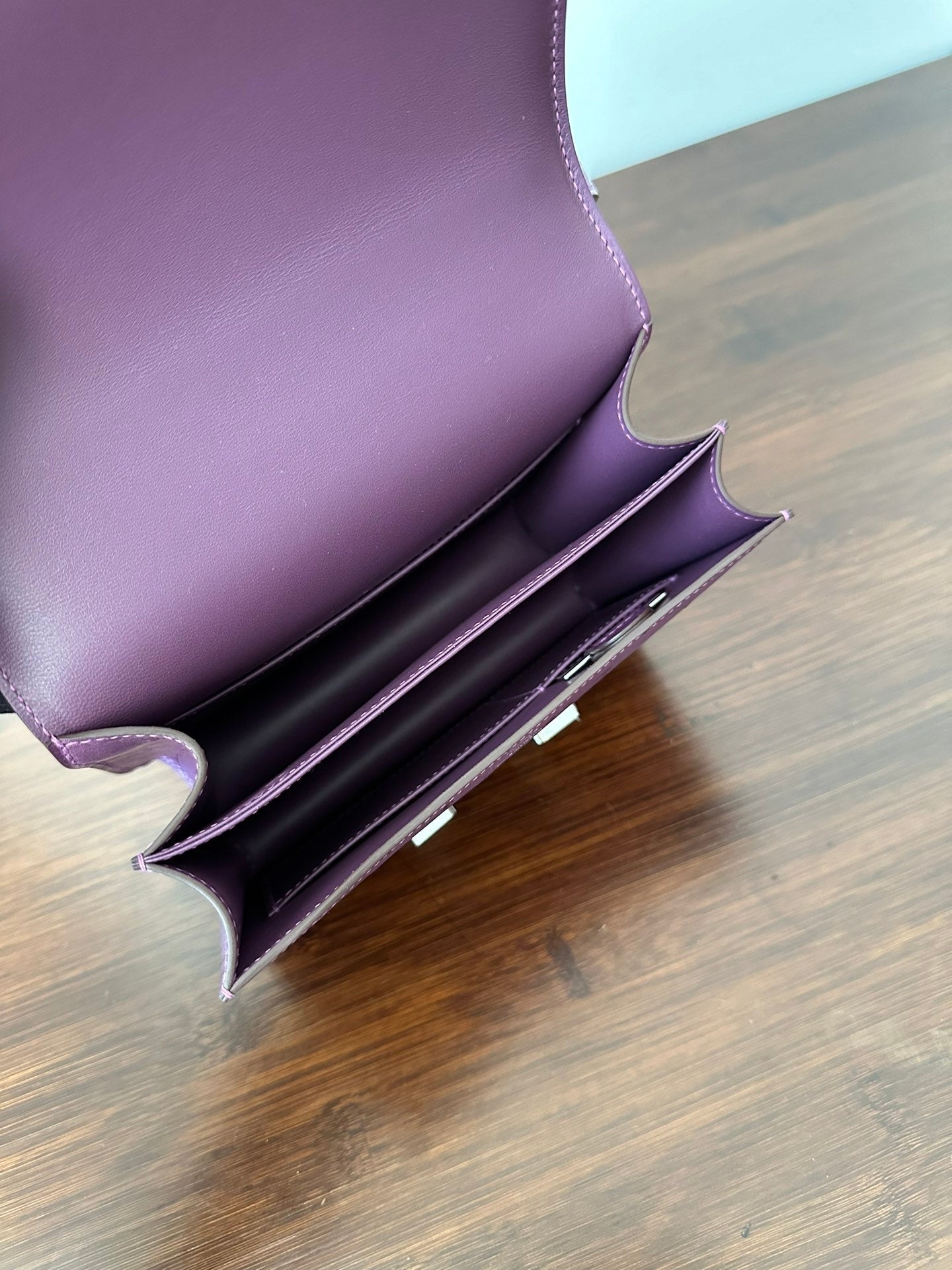 HERMES CONSTANCE 18 PURPLE OSTRICH SILVER HARDWARE