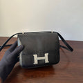 HERMES CONSTANCE 18 BLACK LIZARD SILVER HARDWARE