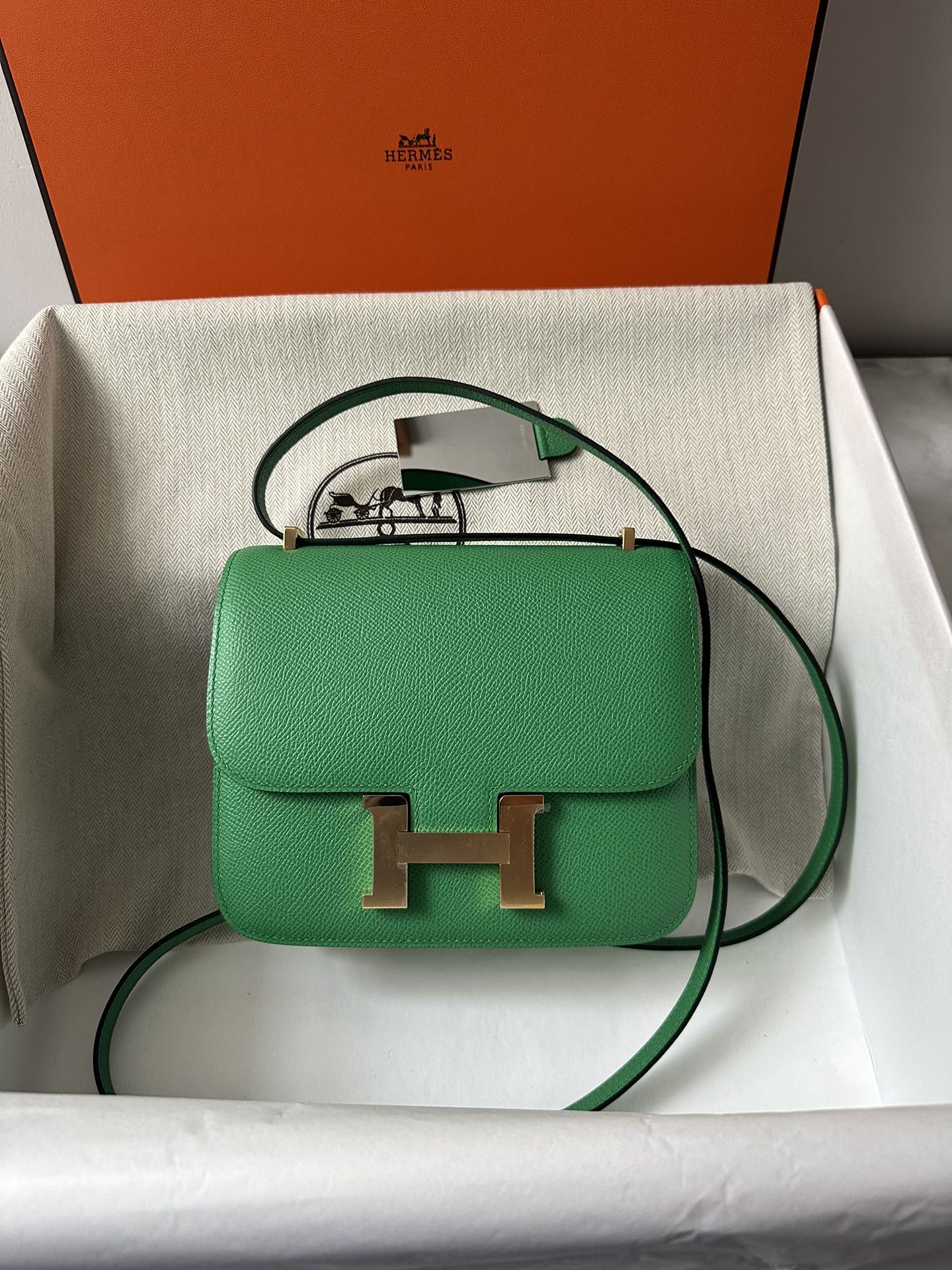 HERMES CONSTANCE 18 GREEN EPSOM GOLD HARDWARE