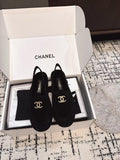 CHANEL SLINGBACK LOAFER IN BLACK SUEDE AND SHEARLING