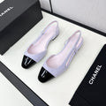 CHANEL SLINGBACK LIGHT BLUE TWEED AND BLACK CALFSKIN