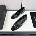 CHANEL MARY JANE IN BLACK SEQUINS AND VELVET