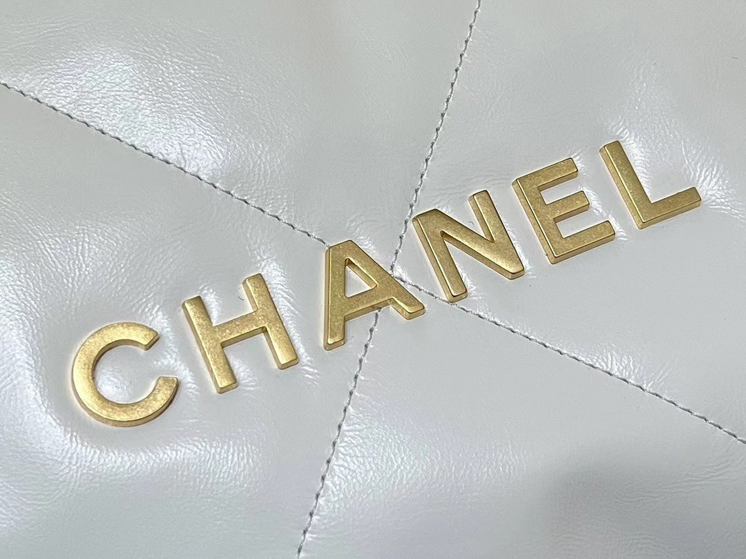 CHANEL 19 HOBO BAG 43CM WHITE GOATSKIN GOLD HARDWARE