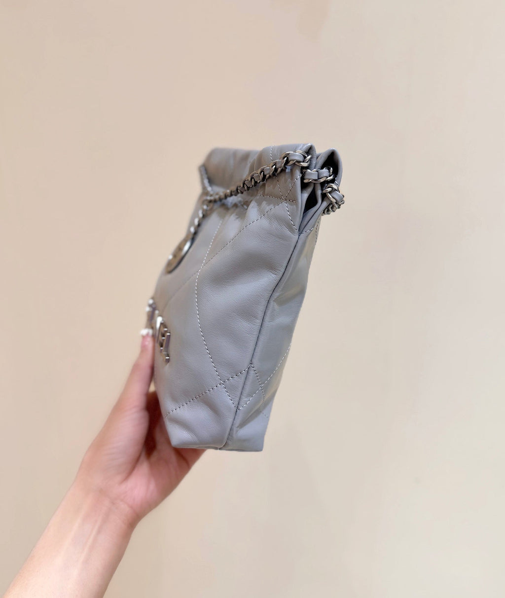 CHANEL 25S  HOBO MINI BAG 20 IN GREY LAMBSKIN