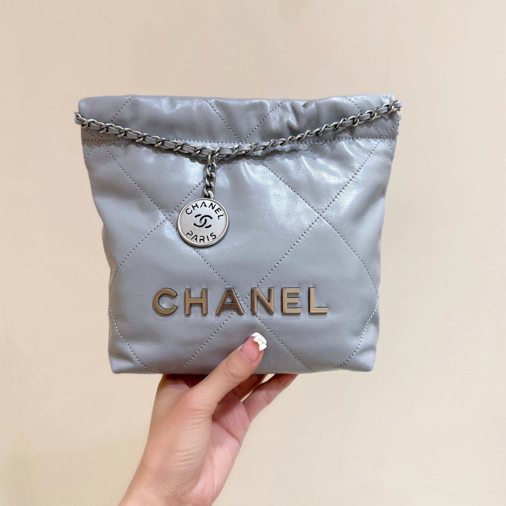 CHANEL 25S  HOBO MINI BAG 20 IN GREY LAMBSKIN