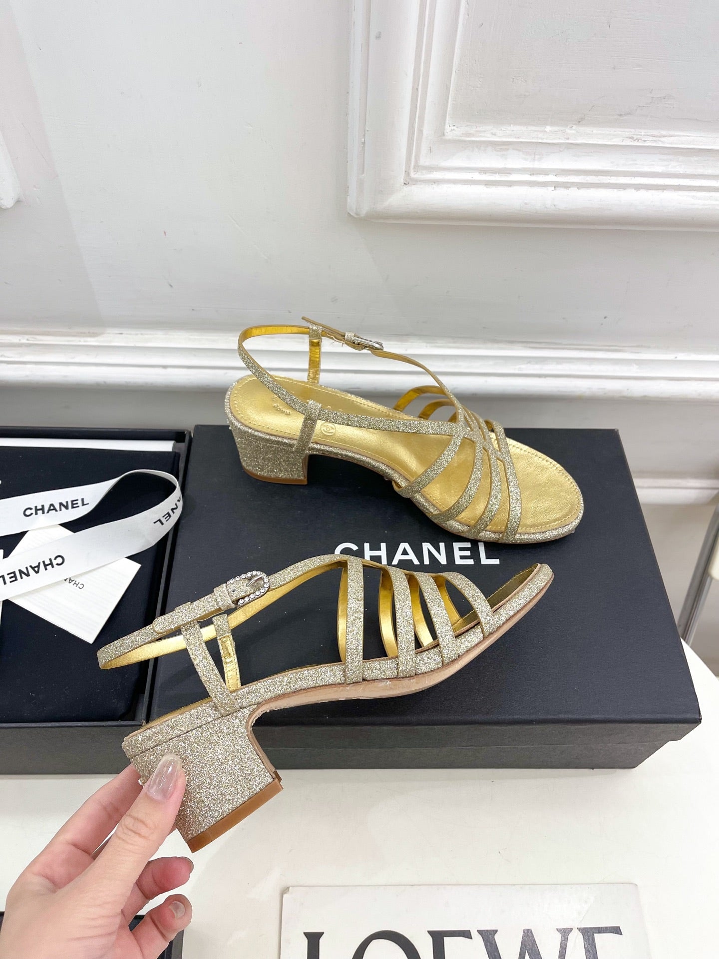 CHANEL GOLD ROMAN 5 CM SANDALS