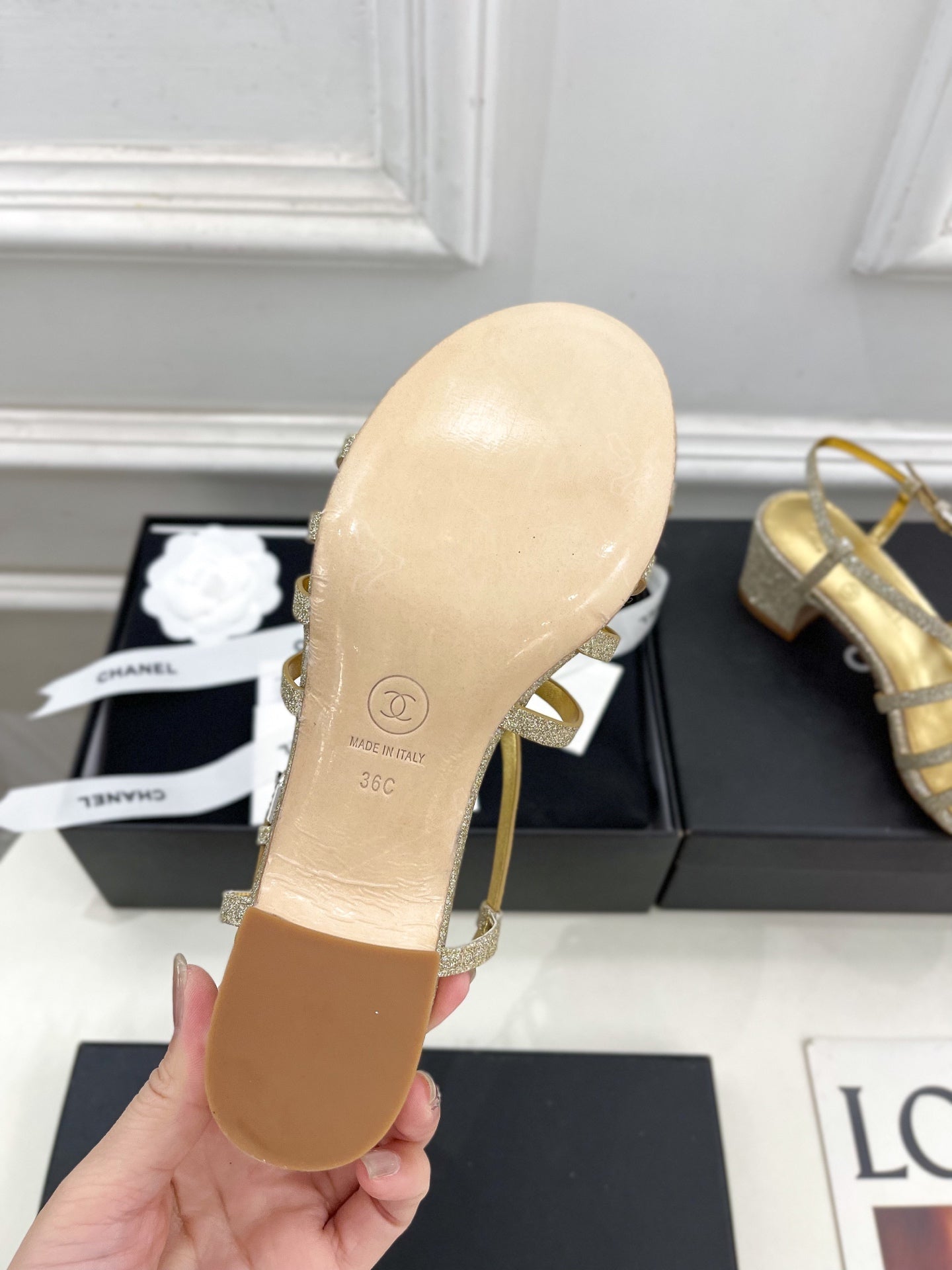 CHANEL GOLD ROMAN 5 CM SANDALS