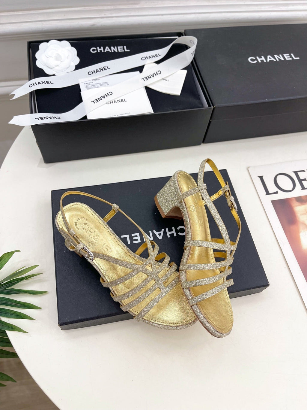 CHANEL GOLD ROMAN 5 CM SANDALS