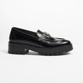 CHANEL MOASINS BLACK CALFSKIN METAL