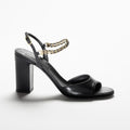 CHANEL sandals black lambskin grosgrain